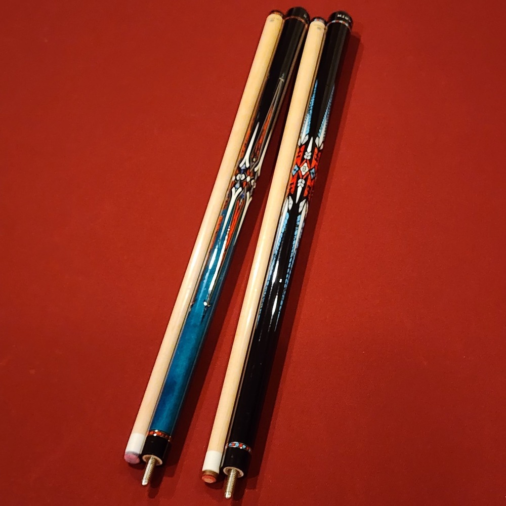 AB Earth 48" Junior Pool Cue Set of 2 Canadian Maple Youth Billiard Cues Blue